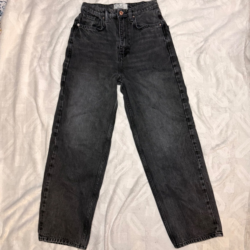 Free People We The Free Twenty Four Straight Leg Jeans Faded Black High Rise‎ 24